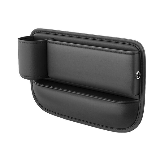 Multifunctional Car Front Seat Gap Black Faux Leather Storage Holder With Cup
