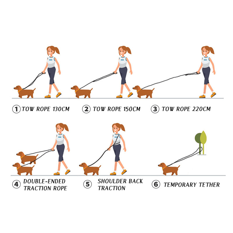 Multifunctional Hands Free Nylon Reflective Dog Leash