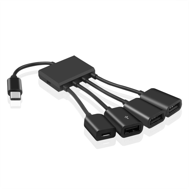 4 Ports Type-C 3.1 Hub Power Charging Cable Connector Adapter To Usb 2.0 Micro