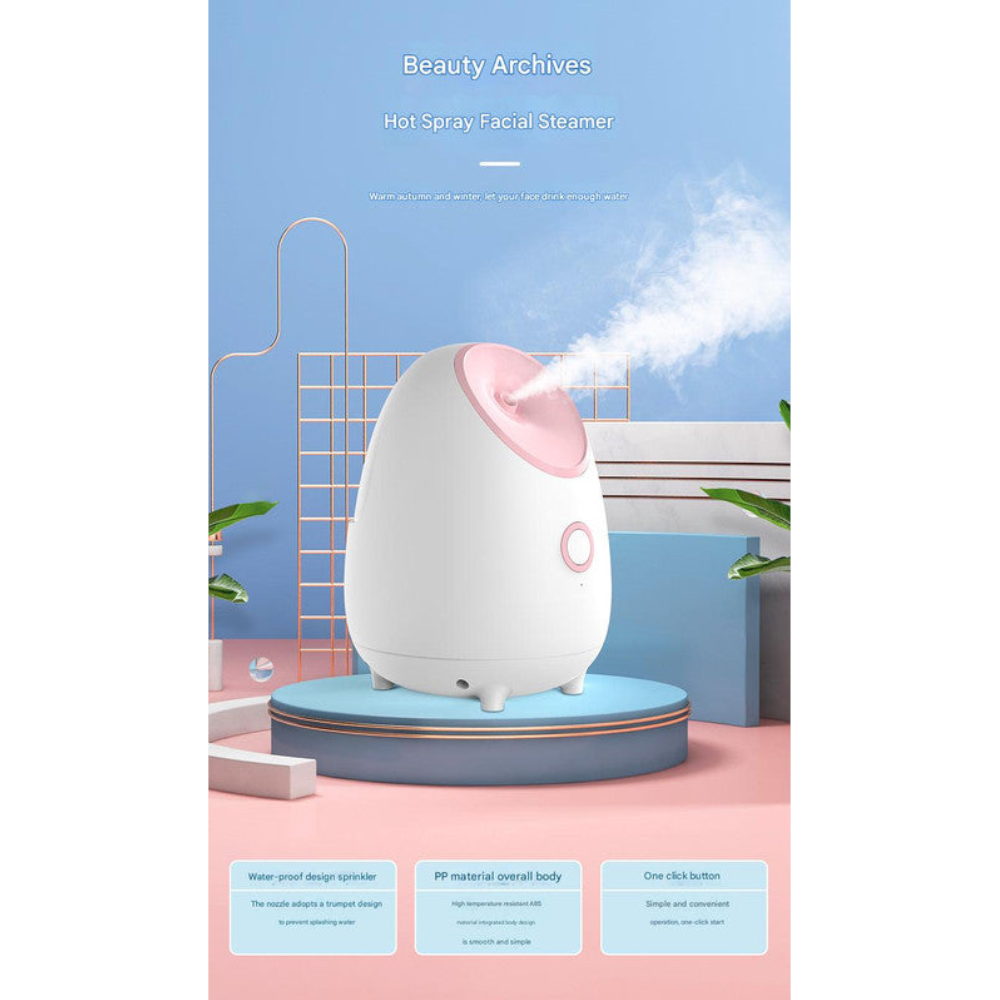 Nano Ionic Facial Steamer Deep Hydration Hot Mist Face For Home Spa & Skincare(Pink)