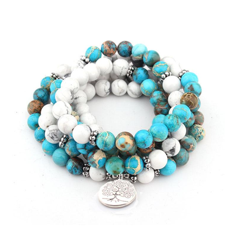 Veile Studios Natural Stone Mala Bracelet 108 Beads Wrap Jewellery