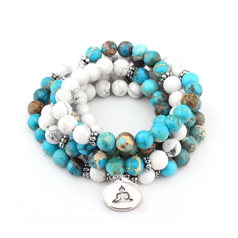 Veile Studios Natural Stone Mala Bracelet 108 Beads Wrap Jewellery