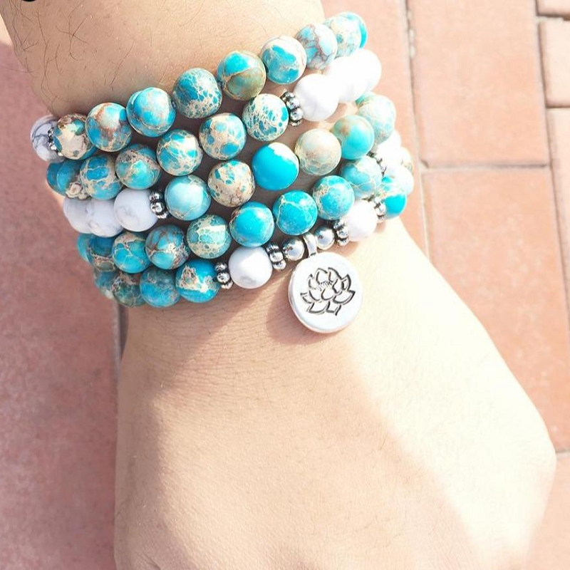 Veile Studios Natural Stone Mala Bracelet 108 Beads Wrap Jewellery