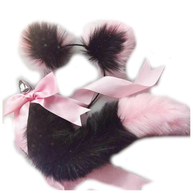 1 Sets of House Of Dasein 1 Sets Neko Cat Ears Headband With Fox Or Kitten Tail Metal Butt Plug Bdsm Cosplay