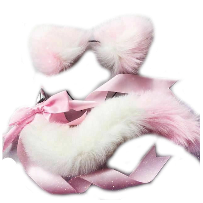 1 Sets of House Of Dasein 1 Sets Neko Cat Ears Headband With Fox Or Kitten Tail Metal Butt Plug Bdsm Cosplay