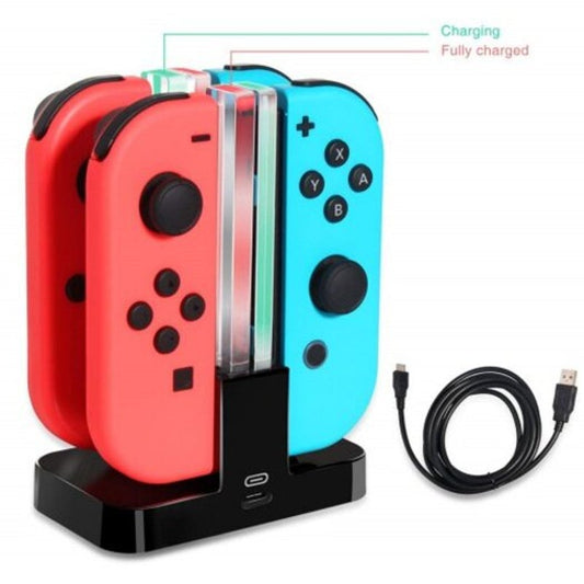 4 In 1 Led Charging Dock Station For Nintendo Switch Joy Con Controllers Black