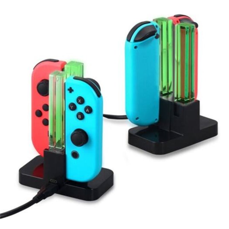 4 In 1 Led Charging Dock Station For Nintendo Switch Joy Con Controllers Black
