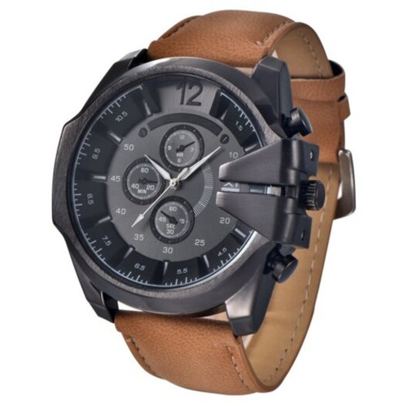 Veile Studios Belts Quartz Watches Large Dials Men's Masculino Wrist Luxury Top Brand Brown