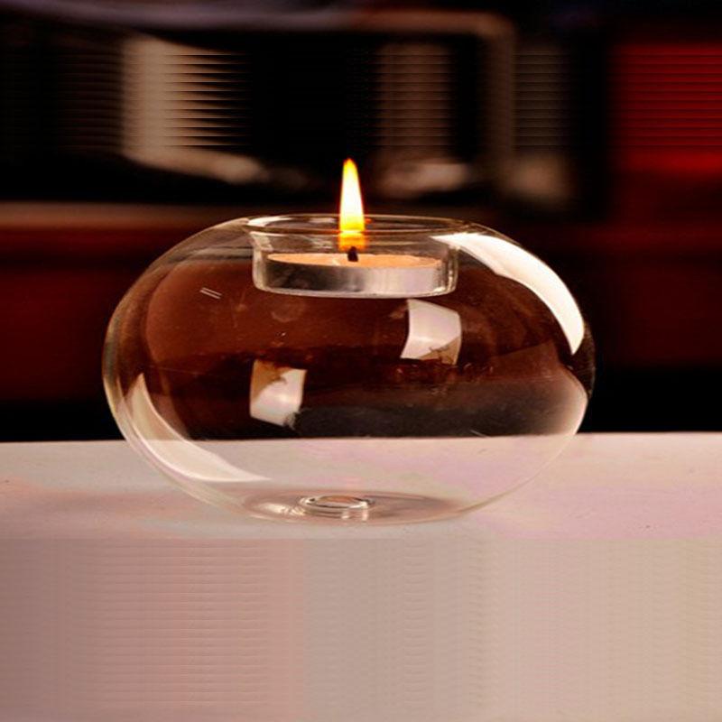 Round Glass Candle Holder For Tealight Candles Decor