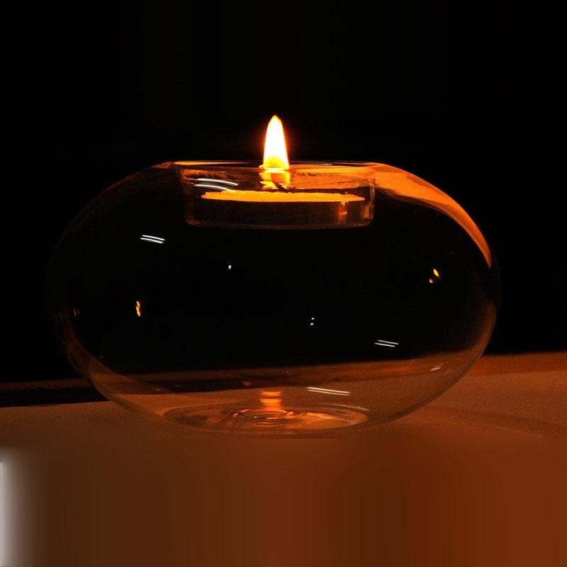 Round Glass Candle Holder For Tealight Candles Decor