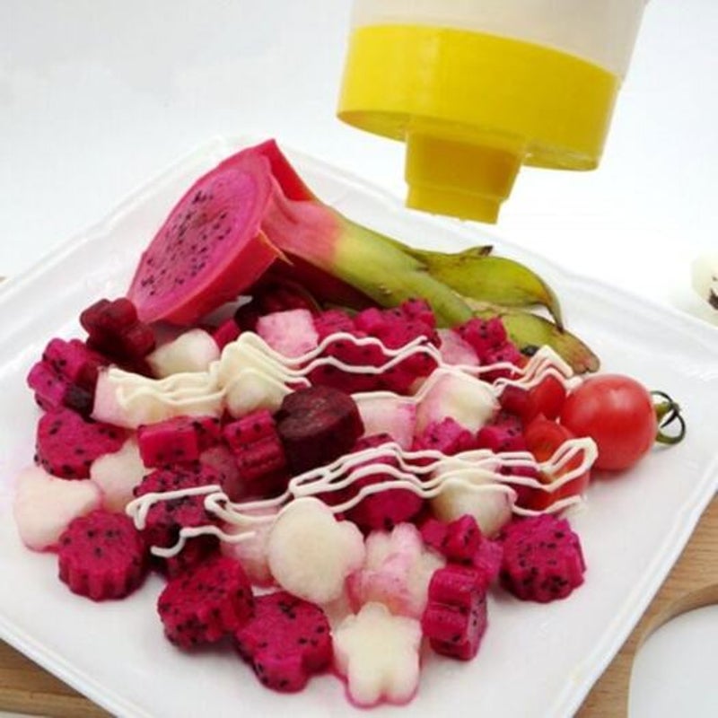 Silicone 4 Hole Salad Ketchup Sauce Bottle Squeeze Seasoning Container Kitchen Cooking Tool Multi