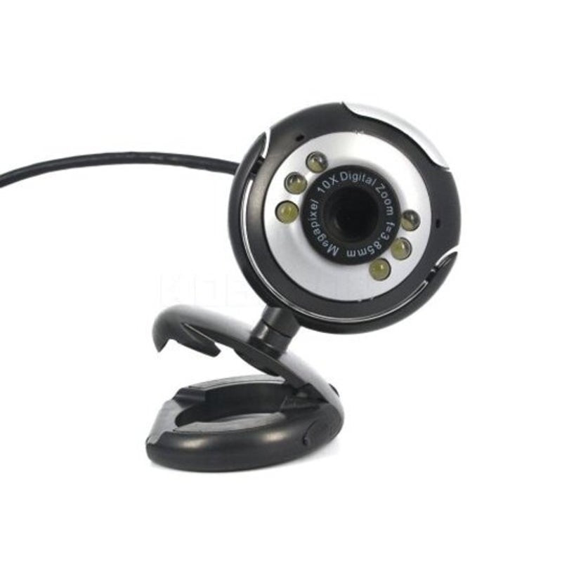 Usb 2.0 Digital Hd Webcam Camera 30.0 Mega Pixels 6 Led With Mic Black