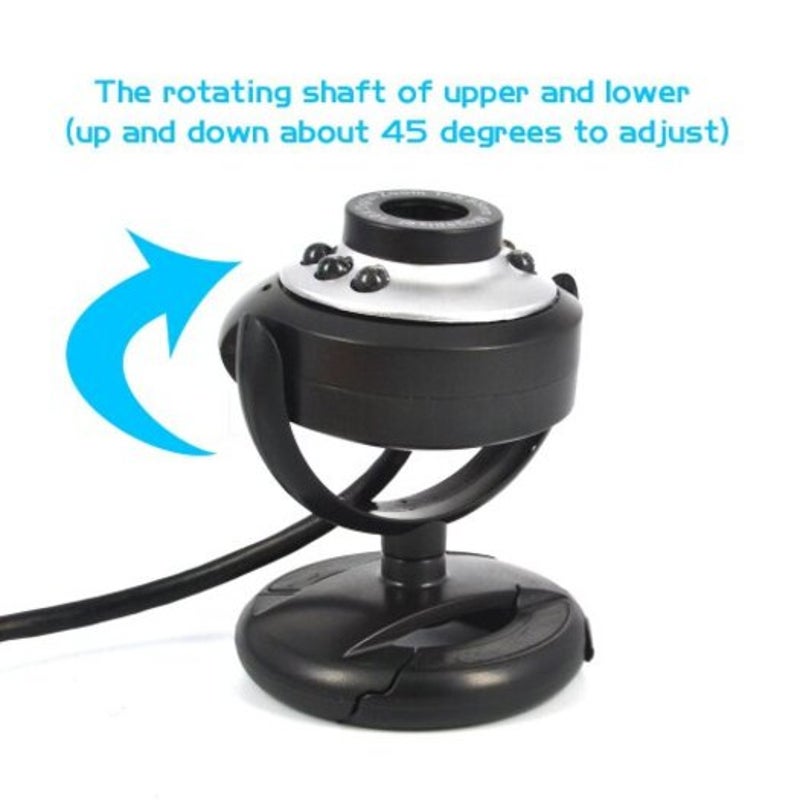 Usb 2.0 Digital Hd Webcam Camera 30.0 Mega Pixels 6 Led With Mic Black