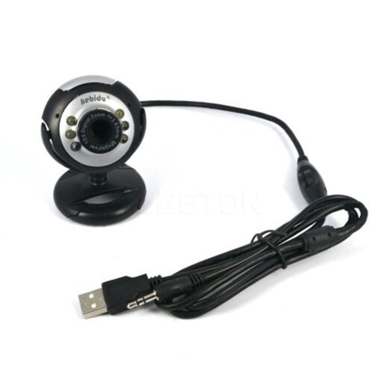 Usb 2.0 Digital Hd Webcam Camera 30.0 Mega Pixels 6 Led With Mic Black