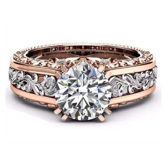 Veile Studios Rings Women Rose Gold Tile Topaz Wedding Engagement Floral