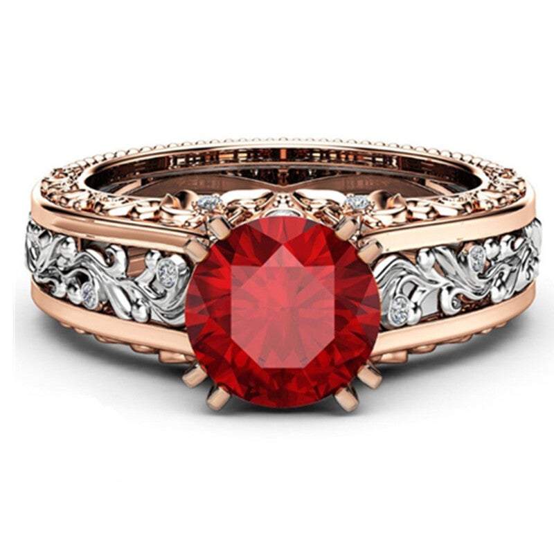 Veile Studios Rings Women Rose Gold Tile Topaz Wedding Engagement Floral