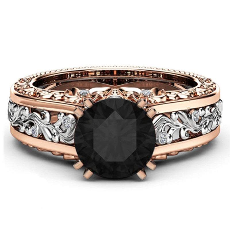 Veile Studios Rings Women Rose Gold Tile Topaz Wedding Engagement Floral