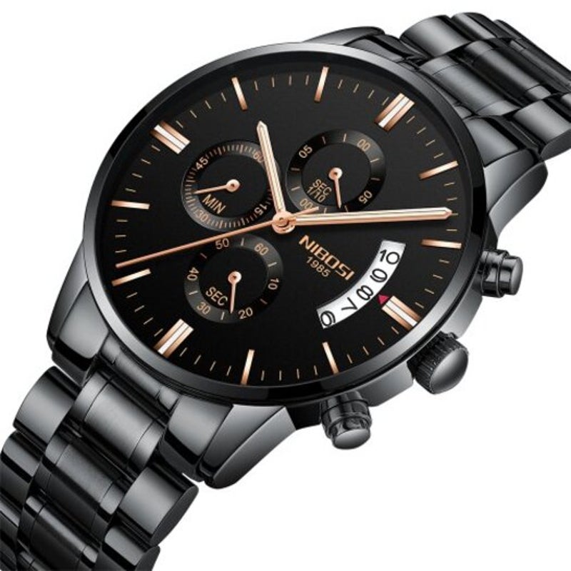 Veile Studios Men's Watches Luxury Fashion Casual Dress Chronograph Quartz Wristwatch Carbon Fiber Black