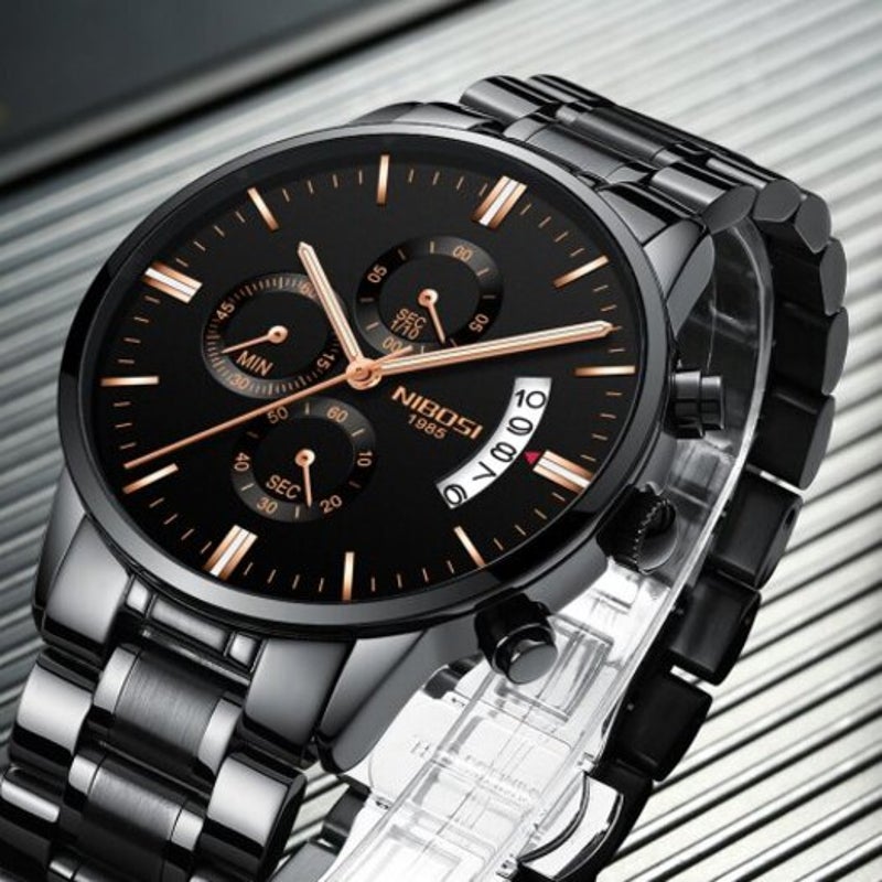 Veile Studios Men's Watches Luxury Fashion Casual Dress Chronograph Quartz Wristwatch Carbon Fiber Black