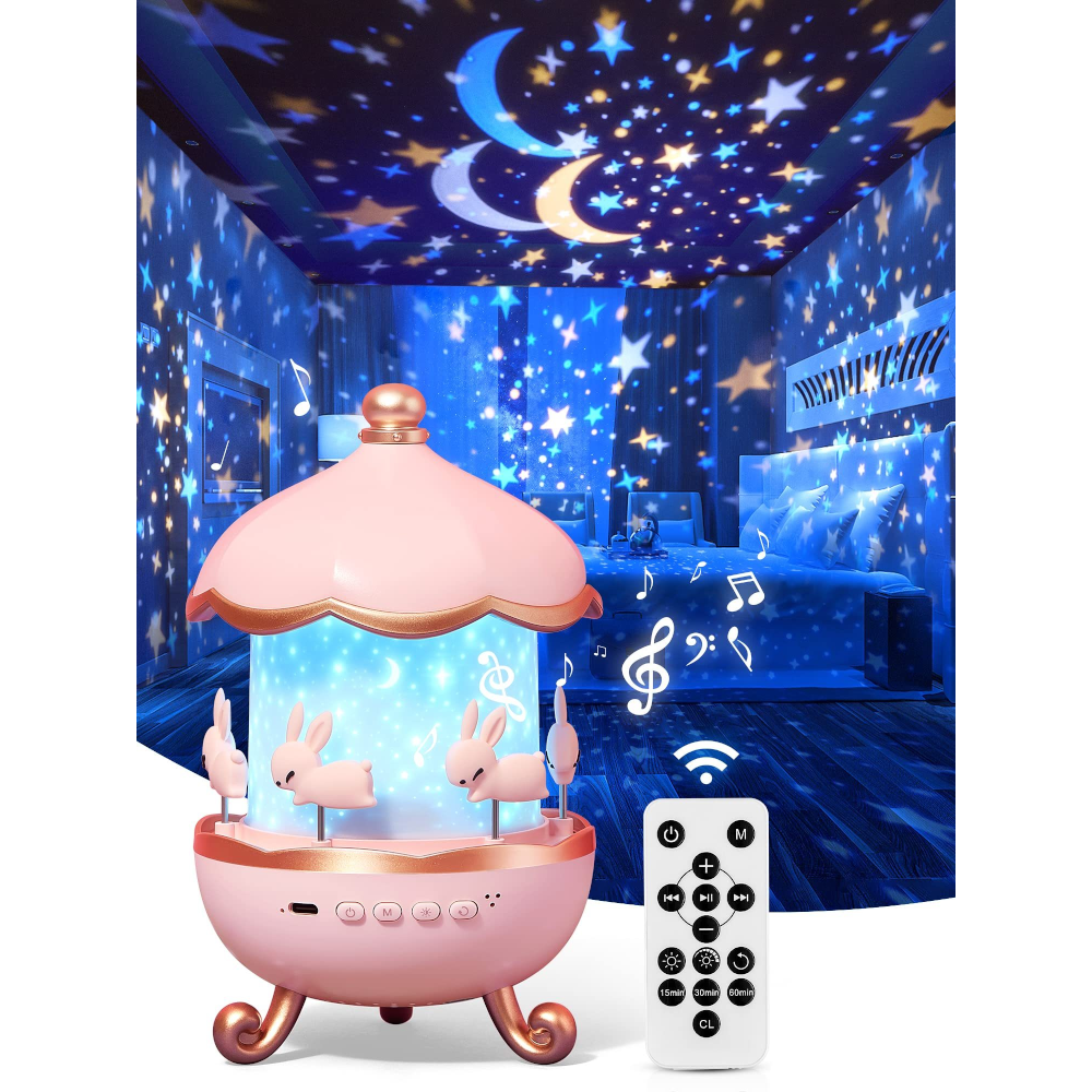 Night Light Projector For Kids Nursery With Space Rotation Usb Rechargeable Led Lamp
