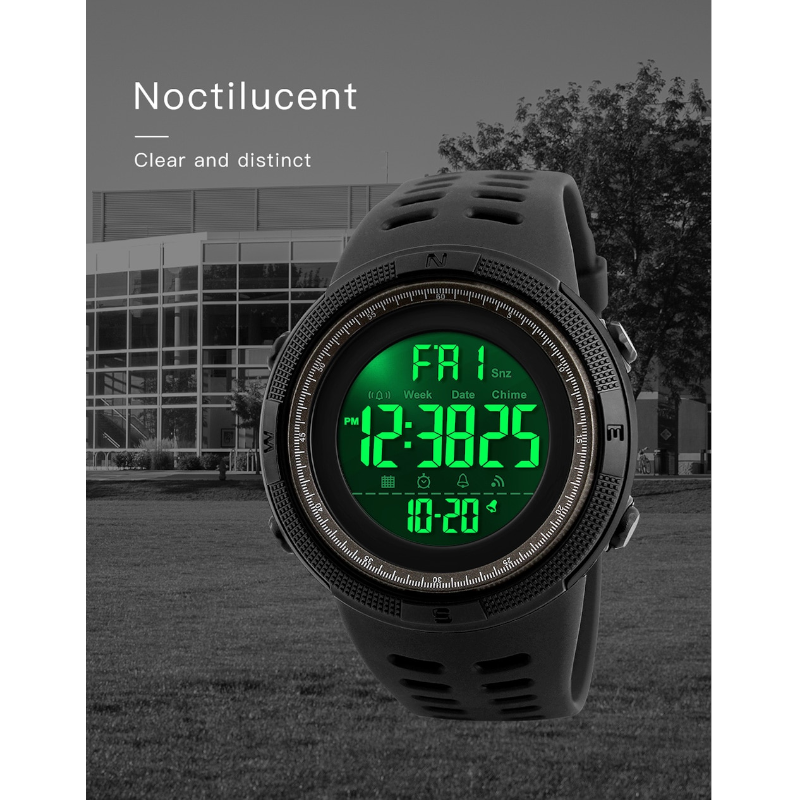Veile Studios Night Light Sports Electronic Watch Multifunctional Waterproof Black