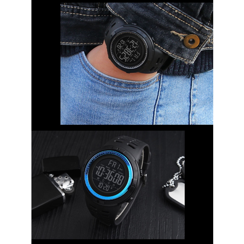 Veile Studios Night Light Sports Electronic Watch Multifunctional Waterproof Black
