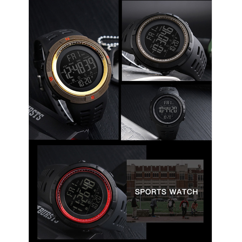 Veile Studios Night Light Sports Electronic Watch Multifunctional Waterproof Black