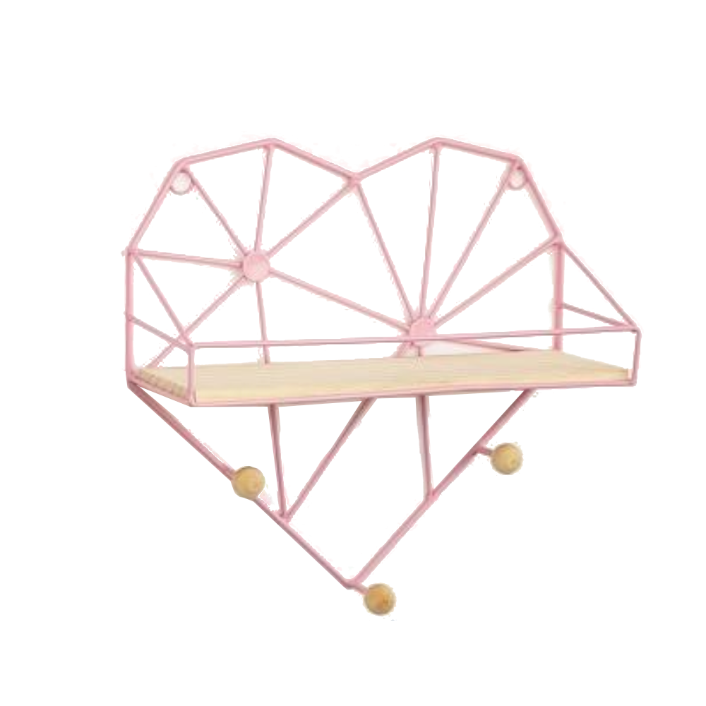 Nordic Love Heart Wall Shelf Wrought Iron Grid Plant Stand Decor