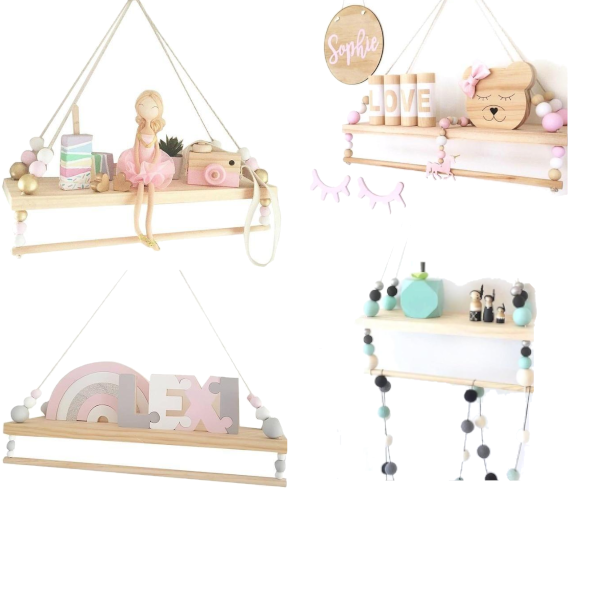 Nordic Style Beads Hanging Display Rack Wall Shelf