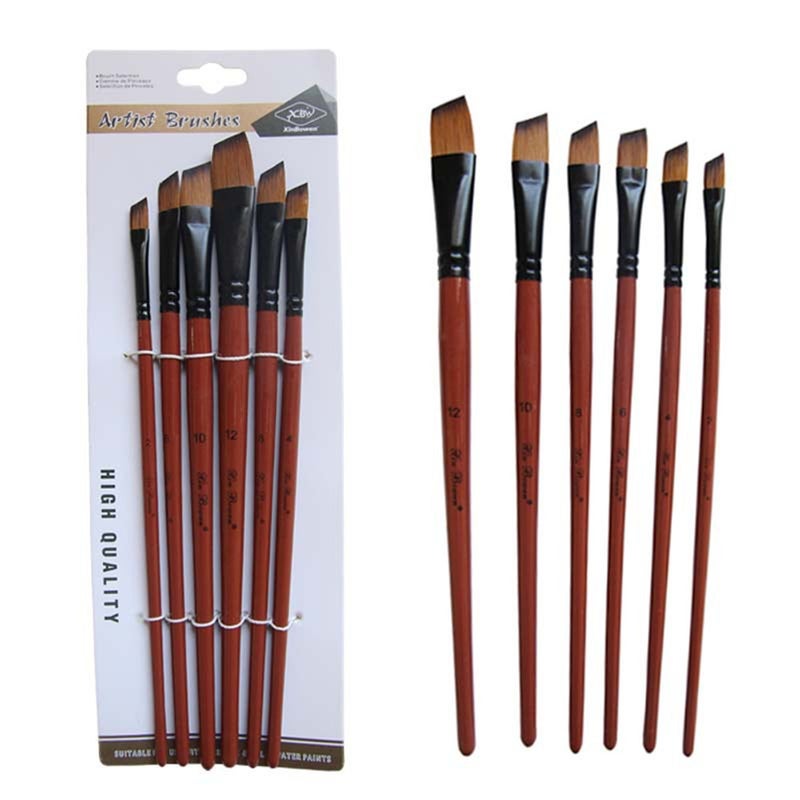 Nylon Hair Handle Watercolor Paint Brush Pen Set For Learning Oil Acrylic Painting Art Brushes Supplies 6 Pcsset
