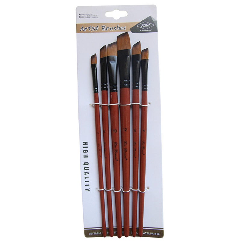 Nylon Hair Handle Watercolor Paint Brush Pen Set For Learning Oil Acrylic Painting Art Brushes Supplies 6 Pcsset