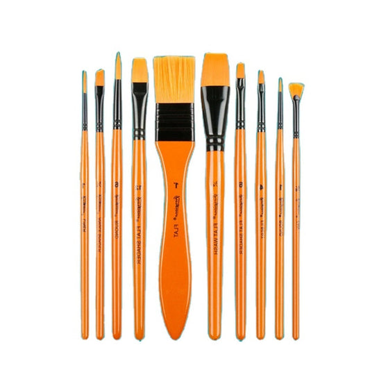 10Pcs Nylon Paint Brush Watercolor Oil Painting Acrylic Multi-Function With Bag