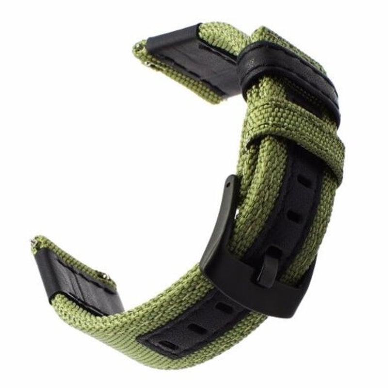 Nylon Woven Leather Watch Wristband Strap For Huawei Gt / Honor Magic Deep Green