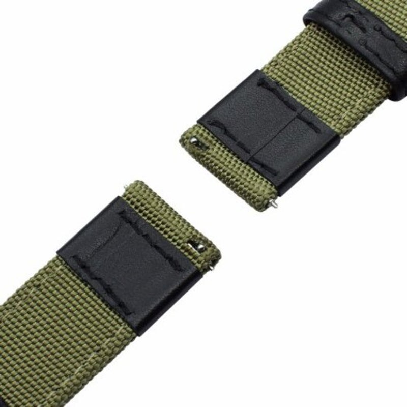 Nylon Woven Leather Watch Wristband Strap For Huawei Gt / Honor Magic Deep Green