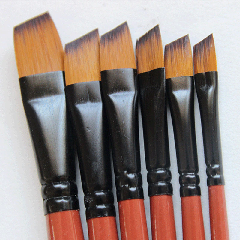 Nylon Hair Handle Watercolor Paint Brush Pen Set For Learning Oil Acrylic Painting Art Brushes Supplies 6 Pcsset