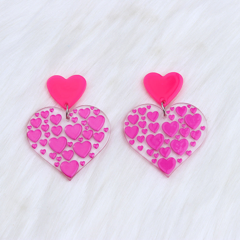 Veile Studios Valentines Day Rose Red Love Heart Earrings For Women