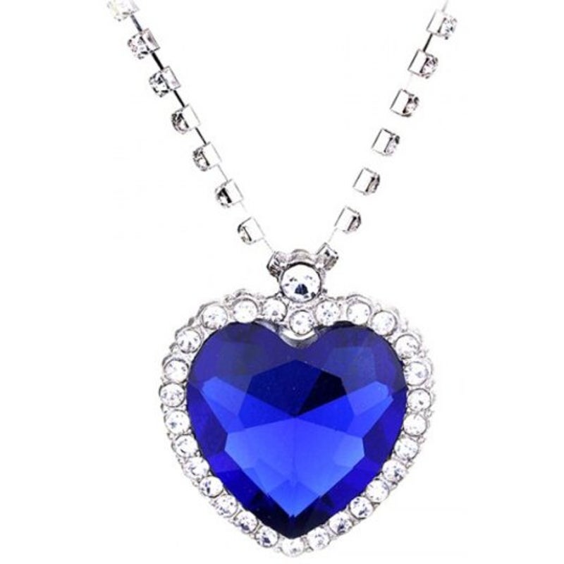 Veile Studios Ocean Star Love Fashion Diamond Crystal Pendant Necklace Cobalt Blue