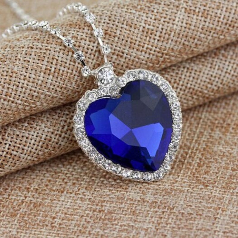 Veile Studios Ocean Star Love Fashion Diamond Crystal Pendant Necklace Cobalt Blue
