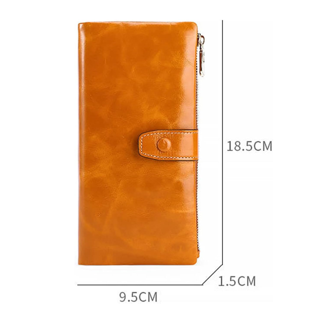 Oilskin Leather Rfid Zip Wallet Brown