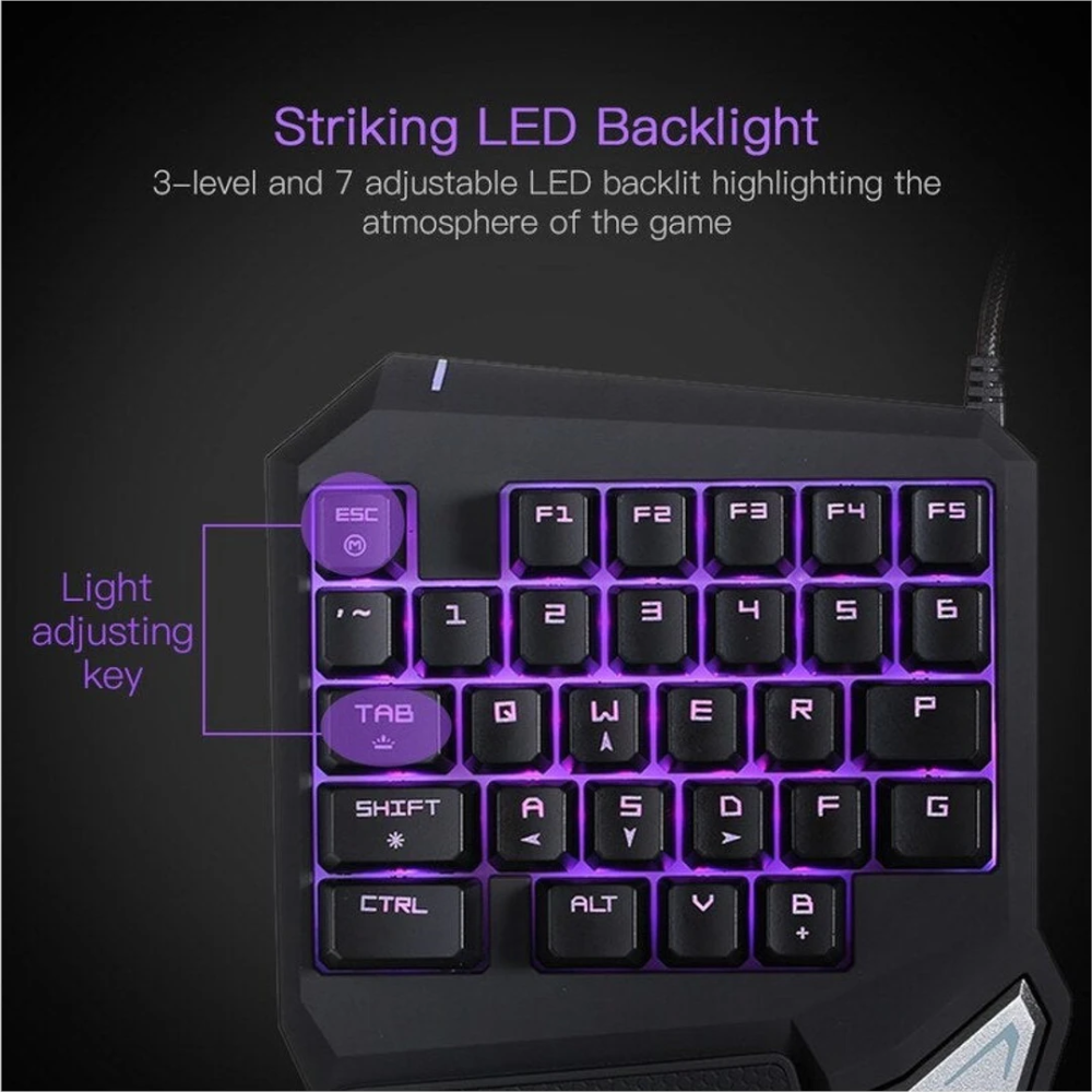 One Single Hand Usb Wired Gamer Keyboard