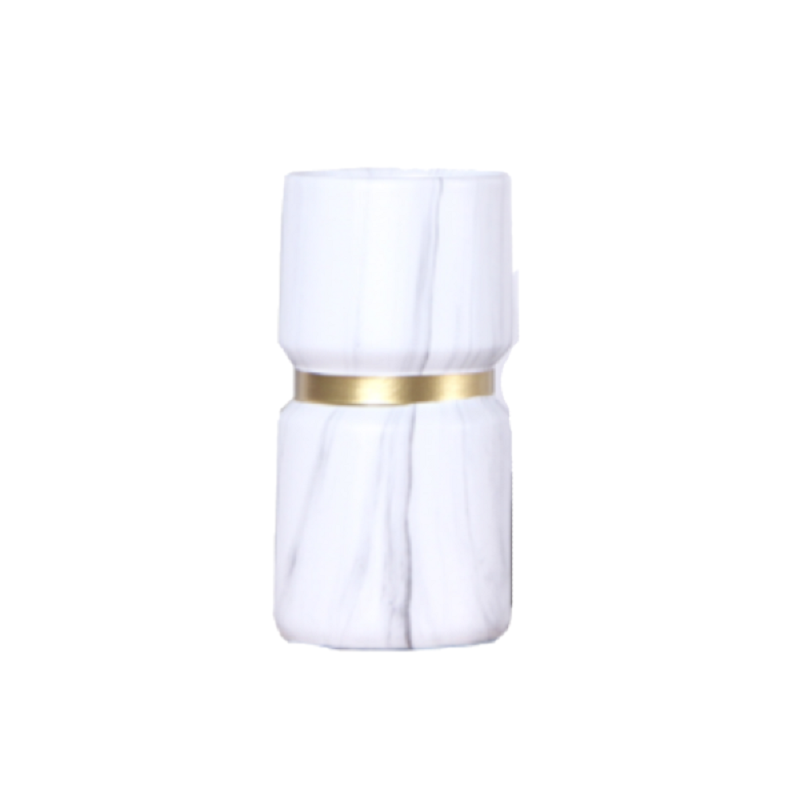 Opulent Vase White / Gold Marble Design Elegant Decor