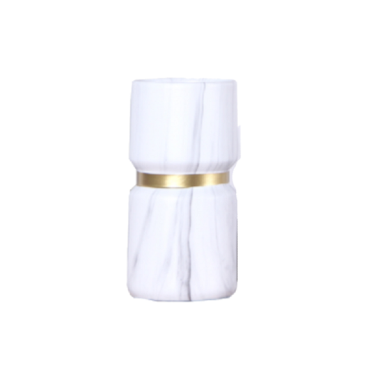 Opulent Vase White / Gold Marble Design Elegant Decor