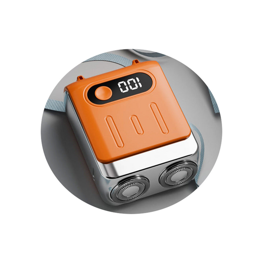 Orange Electric Shaver Compact And Portable Usb Rechargeable With Digital Display Ergonomic Design