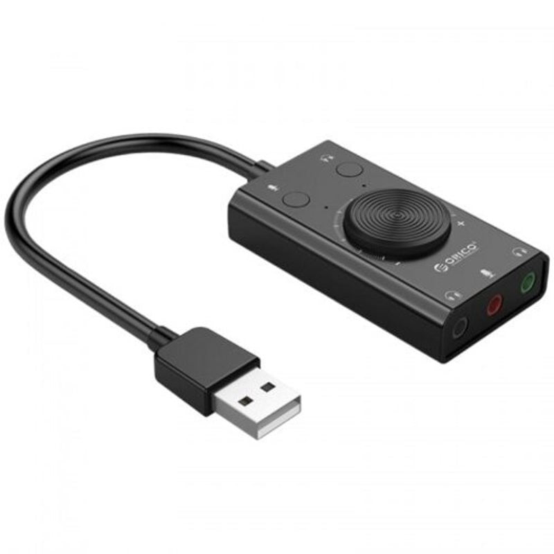 Sc2 External Usb Sound Card Mic Adapter 3.5Mm Jack Stereo Headset Volume Adjustment Free Drive For Pc Black
