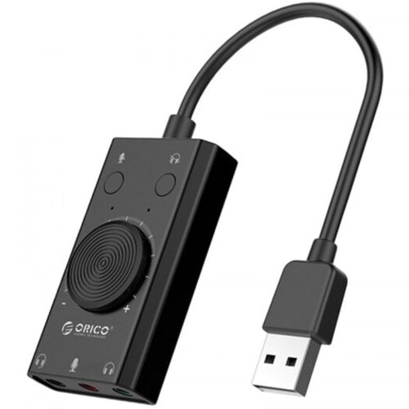 Sc2 External Usb Sound Card Mic Adapter 3.5Mm Jack Stereo Headset Volume Adjustment Free Drive For Pc Black