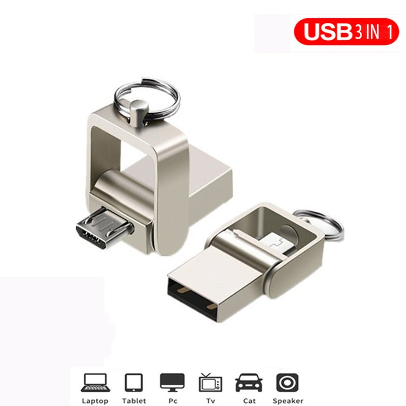 3 In 1 Pen Drive Micro Usb2.0 Memory Stick Metal For Type C Adapter 32Gb