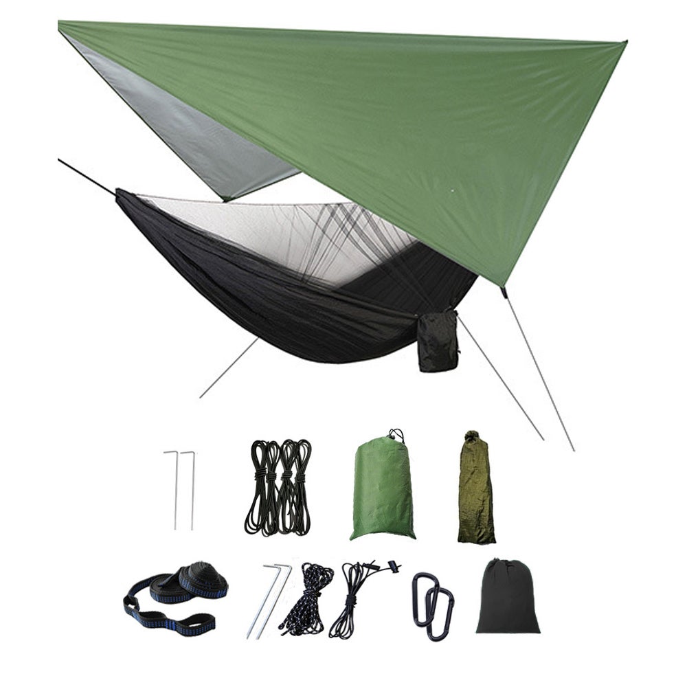 Outdoor Camping Hammock With Rain Fly Tarp Mosquito Net And Tree Straps