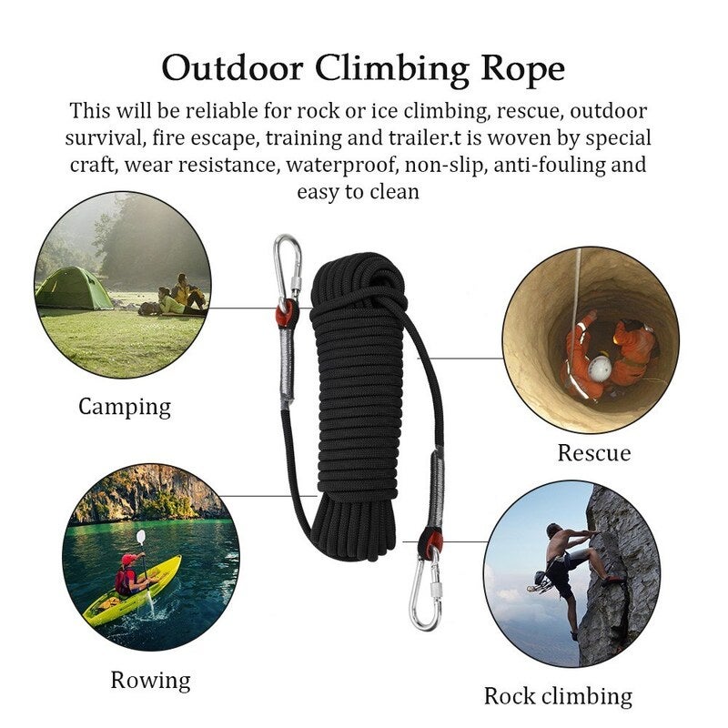 Outdoor Climbing Rope Rock Ice Equipment High Strength Survival Paracord Safety Ropes Accessory Blue
