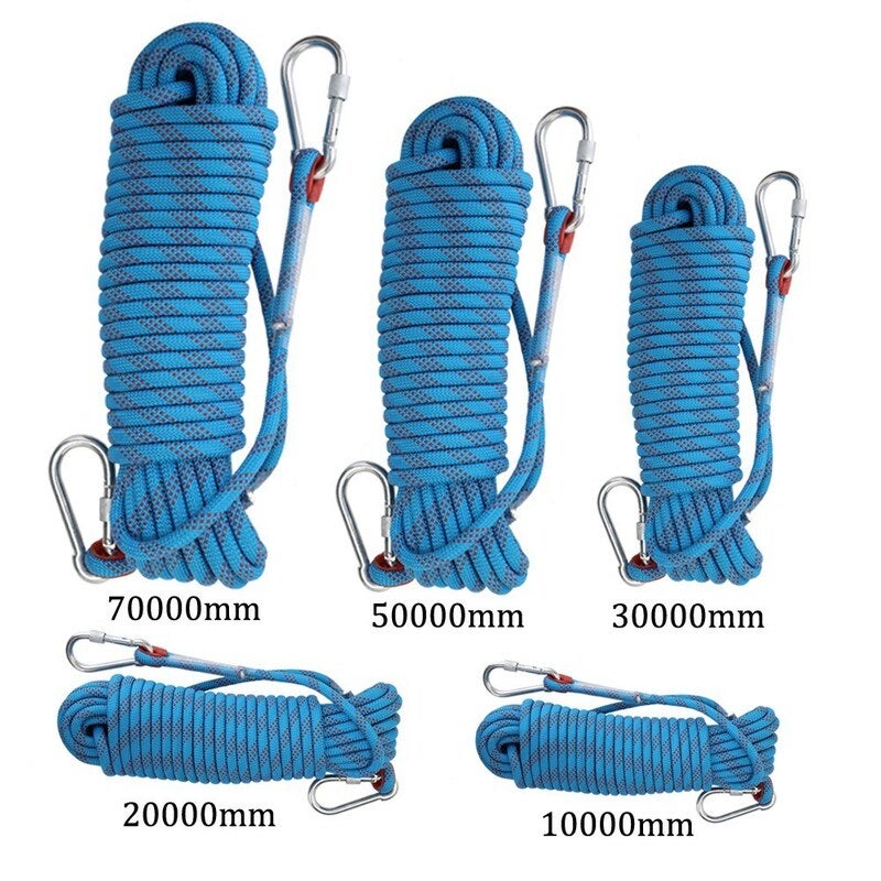 Outdoor Climbing Rope Rock Ice Equipment High Strength Survival Paracord Safety Ropes Accessory Blue