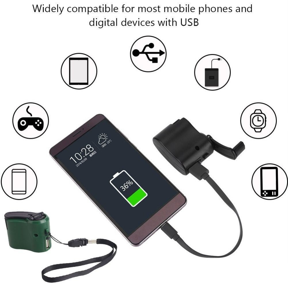 Outdoor Emergency Hand Power Dynamo Crank Usb Charging Charger Camping Backpack Survival Gear